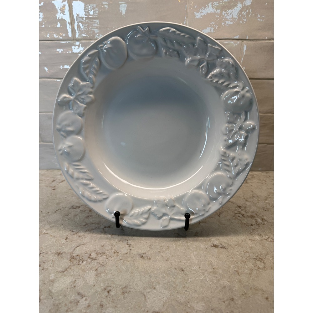 The Zrike Company Portugal White Embossed Fruit Pasta Bowl Ceramic Soup Salad